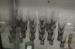Four sets of six Holmegaard Canada glasses, various sizes.