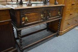 An oak two drawer side table / sideboard.