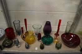A good collection of Whitefriars and other studio glassware to include numerous vases and bowls some