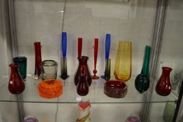 A good collection of Whitefriars and other studio glassware to include numerous vases and two bark