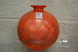 An unusual gilt decorated orange opaque glass globular shaped vase attributed to Carlo Scarpa.