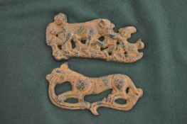 Two Chinese bronze plaques.