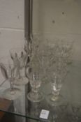 Six pairs of 19th century and later wine or cordial glasses.