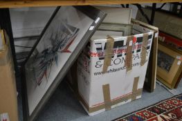 A quantity of paintings and prints.