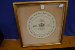 The 800th Anniversary of The City of London Lord Mayor porcelain plate, framed and glazed.