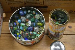 A quantity of marbles.