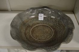 A Chinese crackle glazed lobed circular dish.
