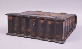 AN 18TH CENTURY CEYLONESE COROMANDEL WOODEN BIBLE BOX, with hinged lid and lock (lacking key), the