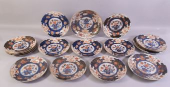 A LOT OF EIGHTEEN JAPANESE IMARI WARE PORCELAIN, each piece decorated in the typical imari red, blue