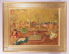 ANNE DUNBAR GRAHAM; THE BEAD DANCERS, enamel and shellac on gold foil paper on board in a blind fret