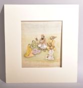 A VERY FINE INDIAN MINIATURE PAINTING ON PAPER, depicting musicians with female figures, signed, the