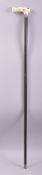 A GOOD IVORY AND SHIBAYAMA HANDLE WALKING STICK, signed, 91.5cm long.