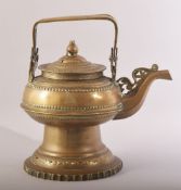 AN INDIAN BRASS EWER, 25cm high (with handle up).