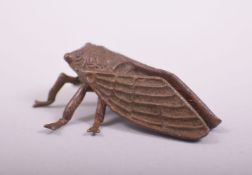 A JAPANESE BRONZE MODEL OF A CICADA, 5cm long.