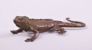 A JAPANESE BRONZE MODEL OF A LIZARD.