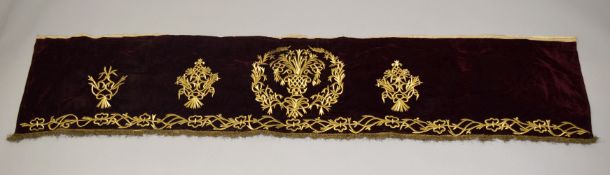 A TURKISH OTTOMAN GILT THREAD EMBROIDERED TEXTILE.