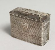 A DUTCH SILVER BOX with engraved top and reeded sides, circa 1800.