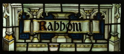A RABON' (MASTER) LEAD GLASS. 26ins x 11ins.