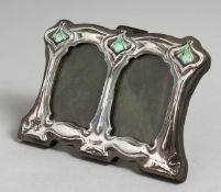 A MINIATURE SILVER DOUBLE PHOTOGRAPH FRAME 3ins x 4ins