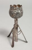 A VICTORIAN SILVER POSY HOLDER, London, 1865. 4.5ins long