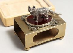 A SUPERB RUSSIAN SILVER GILT, ENAMEL AND DIAMOND SET MATCHBOX HOLDER, with enamel oval and silver