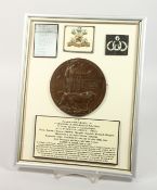 A FRAMED AND GLAZED WW1 BRONZE MEMORIAL DEATH PLAQUE or 