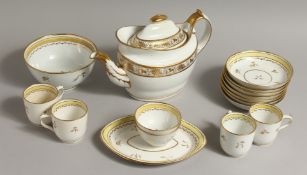 AN 18TH CENTURY WOLF MASON FINE TEAPOT AND COVER with gilded decoration and a Wolf Mason part