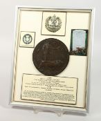 A FRAMED AND GLAZED WW1 BRONZE MEMORIAL DEATH PLAQUE or 