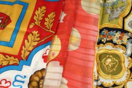 THREE VARIOUS SILK SCARVES. 32ins x 33ins, 48ins x 56ins & 29ins x 29ins.