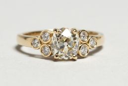 AN 18CT. YELLOW GOLD, 1.38CT. OLD CUT DIAMOND RING.