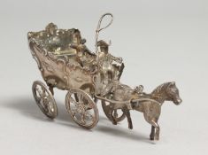 A CONTINENTAL SILVER HORSE AND CART. .925, 3.25ins long.