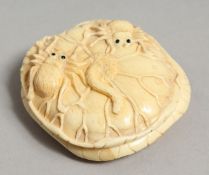 A CARVED BONE SPIDER BOX 2.5Iin.
