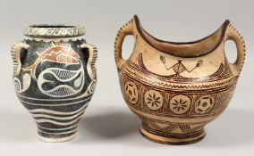 TWO GREEK POTTERY VASES.