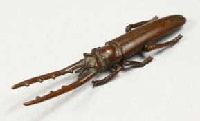 A JAPANESE BRONZE STAG BEETLE. 5ins long.