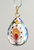 A RUSSIAN SILVER ENAMEL EGG PENDANT.