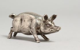 A PIG PEPPER POT BY I S with London Import marks, 1904. 2.5ins long.