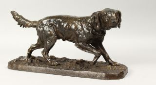 AFTER P.J. MENE(1810 - 1879) FRENCH A BRONZE DOG, 13ins long.