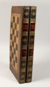 A GAMES BOX, BACKGAMMON AND CHESS as two books, history of Canada. 17ins x 8ins.