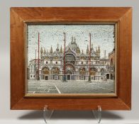 A LARGE MICRO MOSAIC OF SAINT MARK'S BASILICA, VENICE. 11ins x 13ins, framed by The Dawson