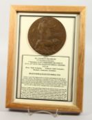 A FRAMED AND GLAZED WW1 BRONZE MEMORIAL DEATH PLAQUE or 
