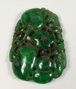 A CHINESE LARGE PIERCED JADE PENDANT, 3ins