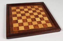 A SQUARE INLAID CHESS BOARD. 11ins