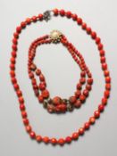 TWO ITALIAN CORAL NECKLACES 