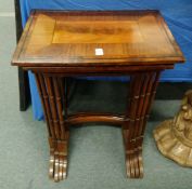 A GOOD NEST OF FOUR MAHOGANY TABLES on turned supports.