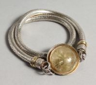 A LISA JENKINS SILVER ROPE NECKLACE with stone pendant.