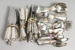 A CANTEEN OF GEORG JENSEN SILVER CUTLERY, comprising 12 table knives, dessert knives, dessert