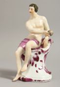 A MID 18TH CENTURY VIENNA FIGURE OF PARIS holding an apple, bee hive mark.
