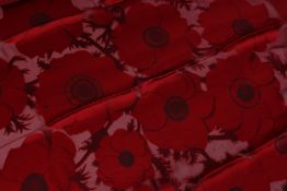 A SALVATORE FERRAGAMO SILK SCARF, multi coloured, red poppies. 64ins x 64ins.