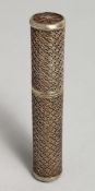 AN EARLY FILEGRE SILVER TUB SEAL BOX. 4.5ins long.