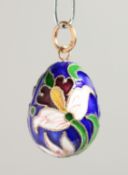 A RUSSIAN SILVER ENAMEL EGG PENDANT.